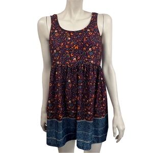 Ecote Floral Print Dress - Purple and Blue